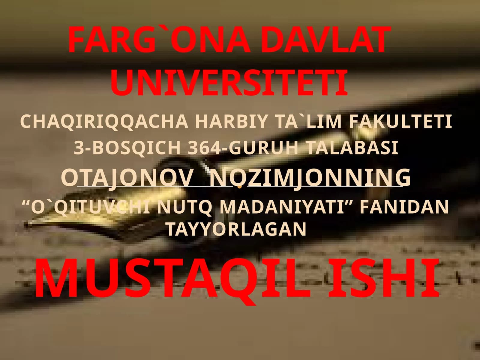 O`ZBEK TILIDA ISH YURITISH