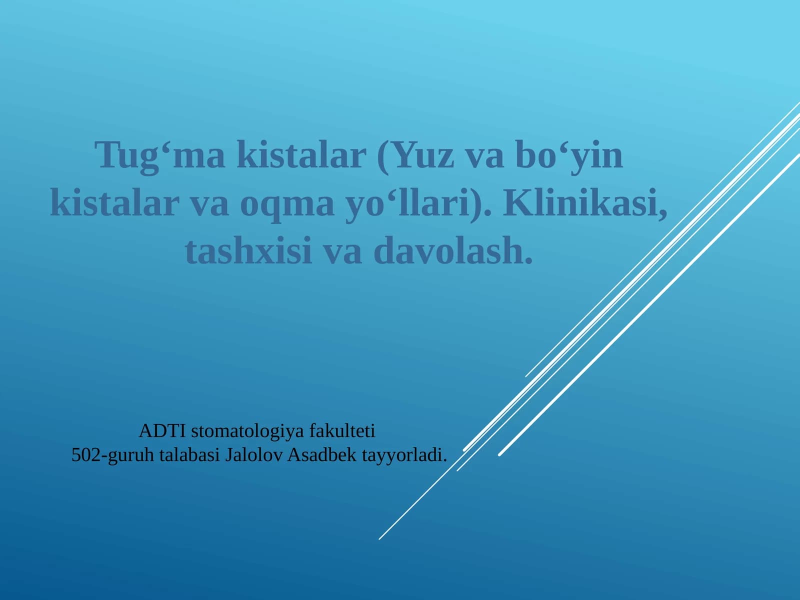 Tug‘makistalar(Yuzvabo‘yinkistalarvaoqmayo‘llari)