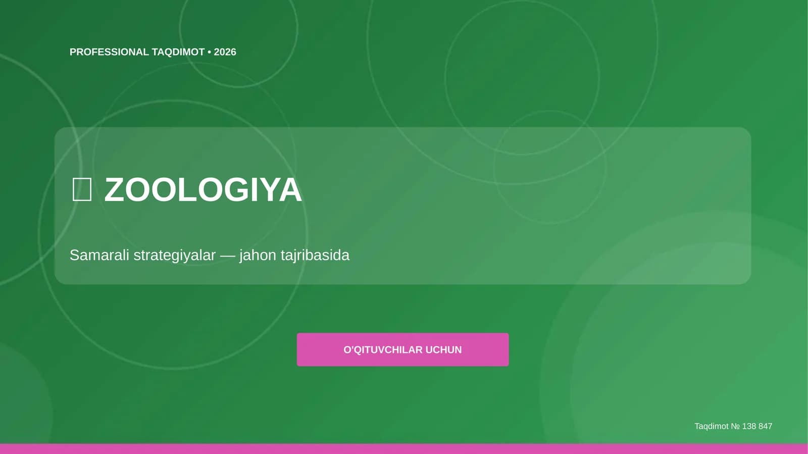 Zoologiya: samarali strategiyalar (jahon tajribasida) [o'qituvchilar uchun]