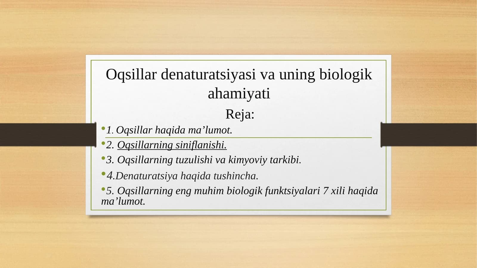 Oqsillar denaturatsiyasi va uning biologik ahamiyati