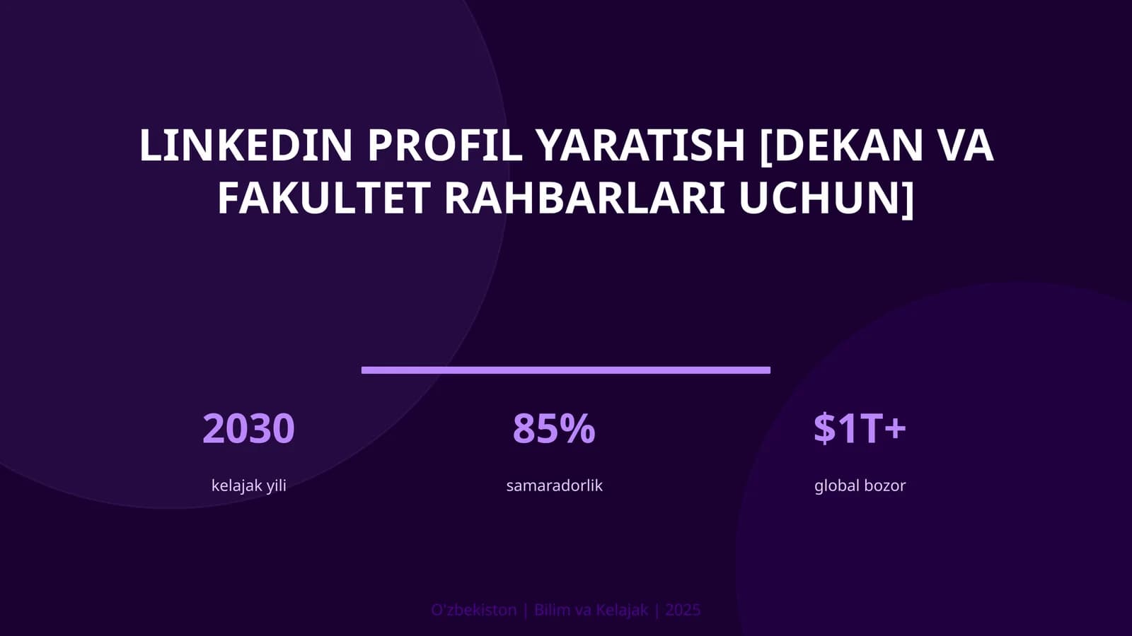 LINKEDIN PROFIL YARATISH [DEKAN VA FAKULTET RAHBARLARI UCHUN]