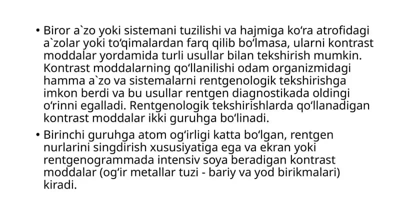 Kontrast moddalarni tekshirish