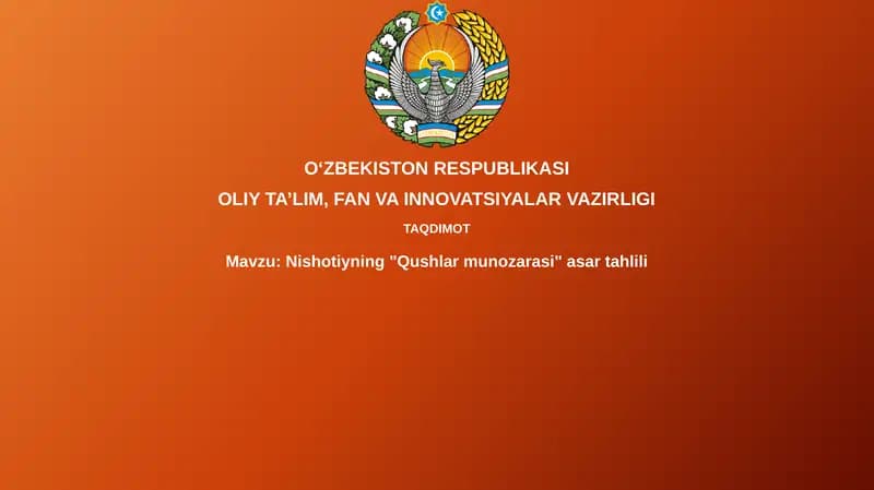 Nishotiyning"Qushlarmunozarasi"asartahlili