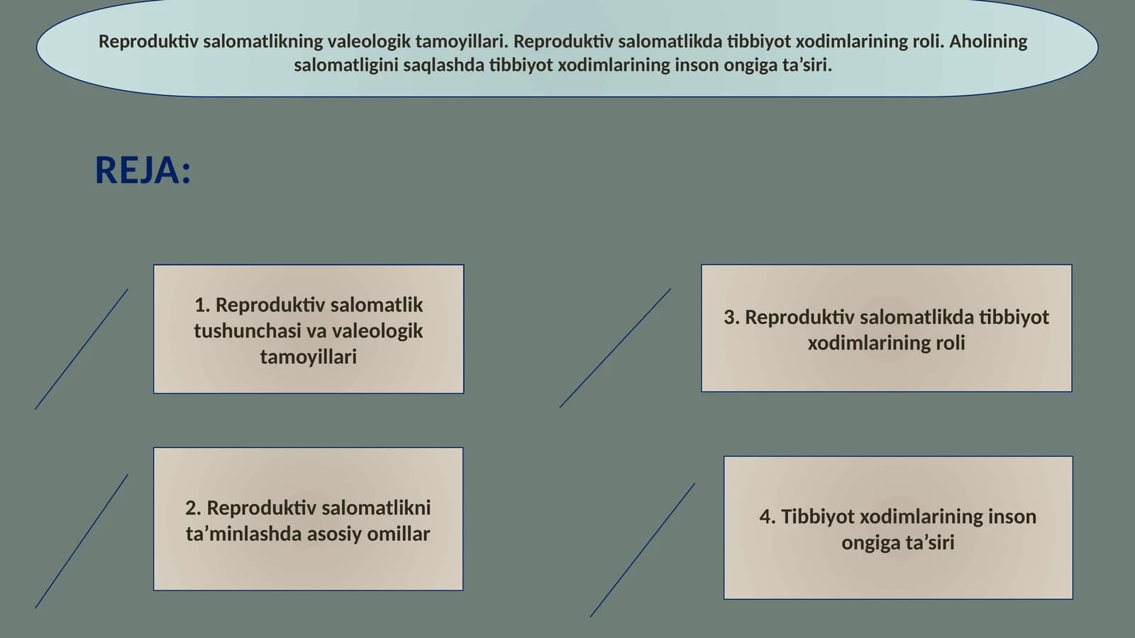 Reproduktiv salomatlikning valeologik tamoyillari