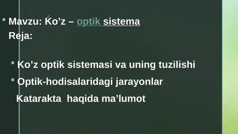 Ko’z-optik sistema