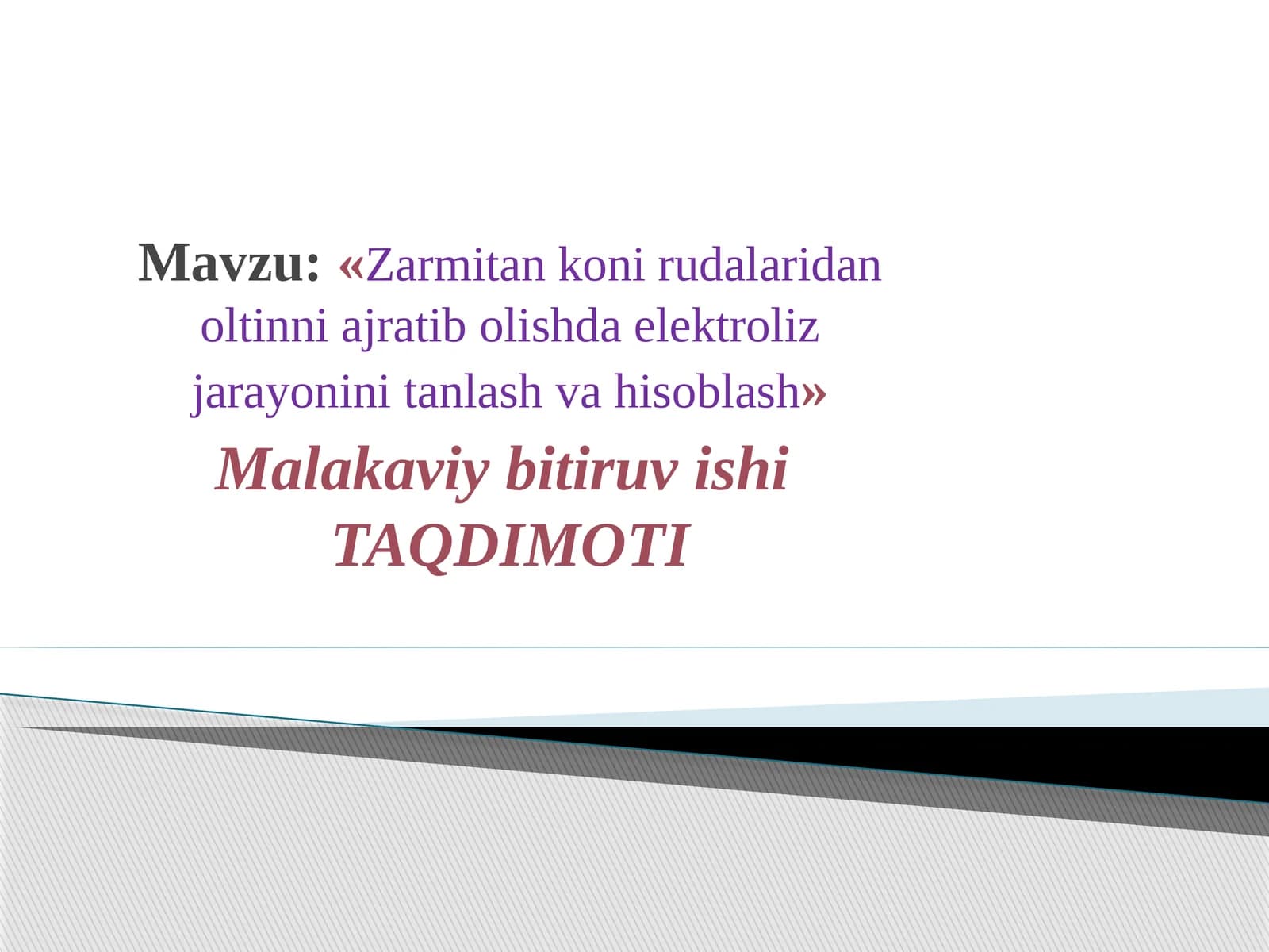 «Zarmitankonirudalaridanoltinniajratibolishdaelektrolizjarayoninitanlashvahisoblash»