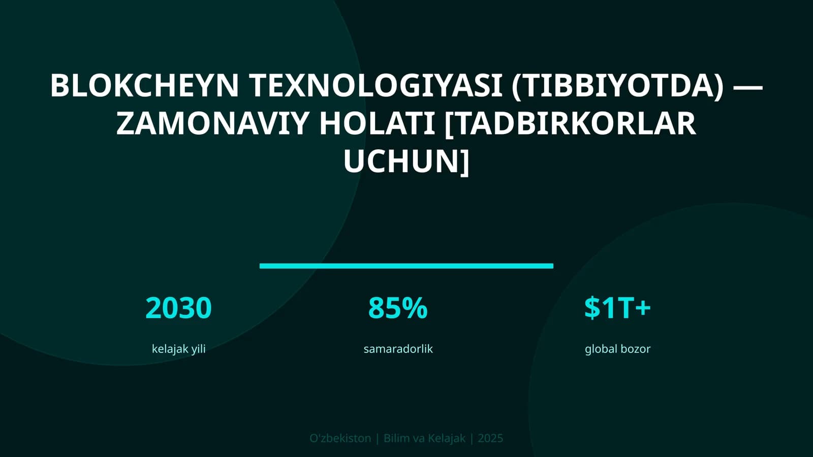 Blokcheyn texnologiyasi (Tibbiyotda) — zamonaviy holati [tadbirkorlar uchun]