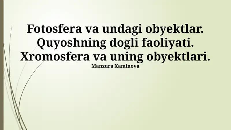 Fotosfera va undagi obyektlar
