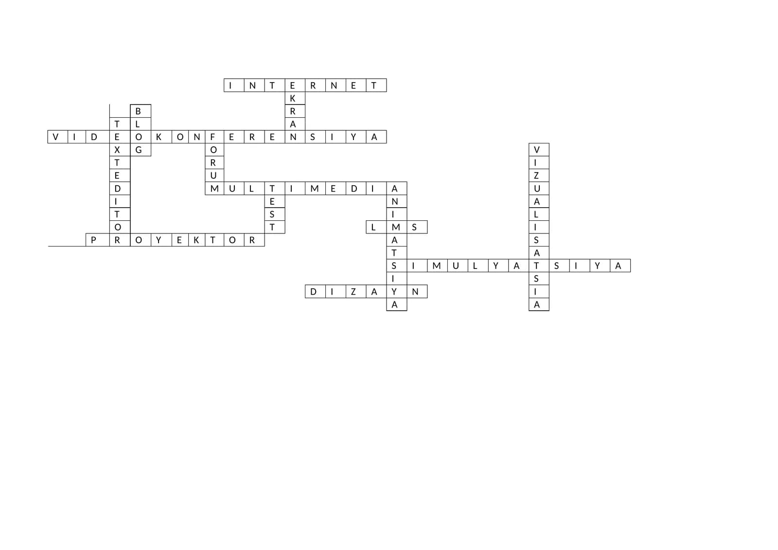 kompyuter texnolohiyalari fanidan krossword