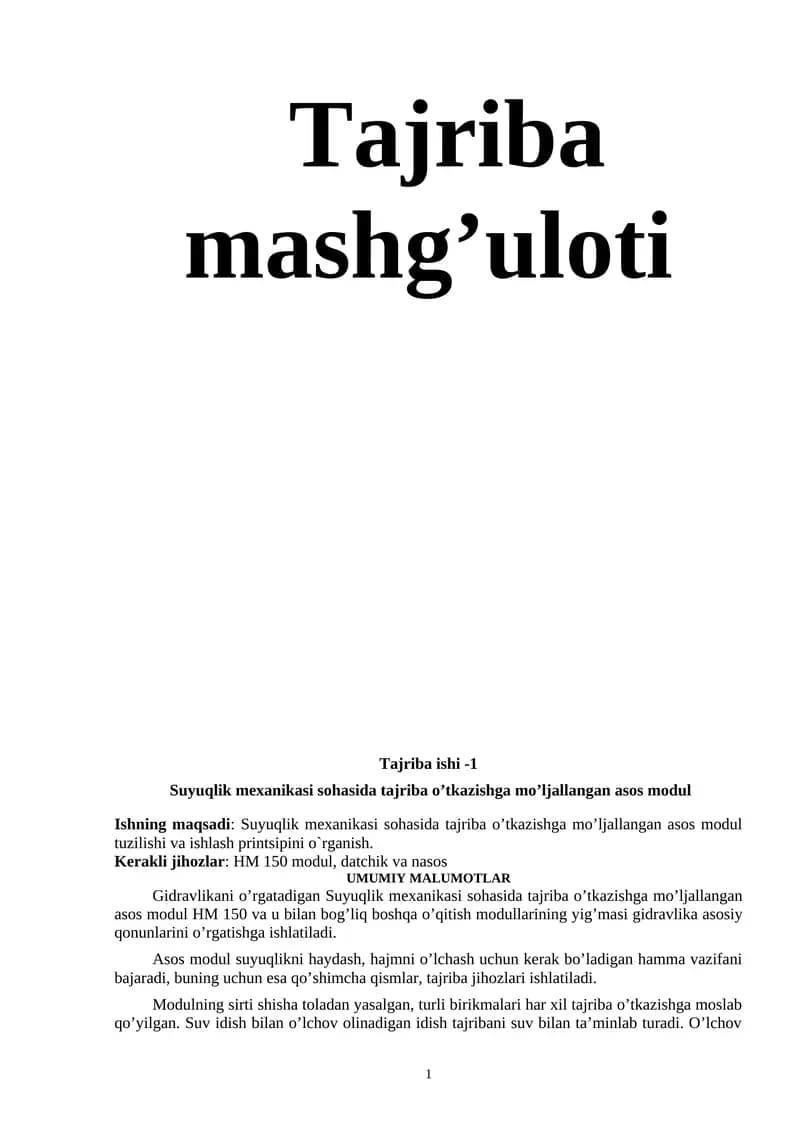 Tajriba mashg’uloti