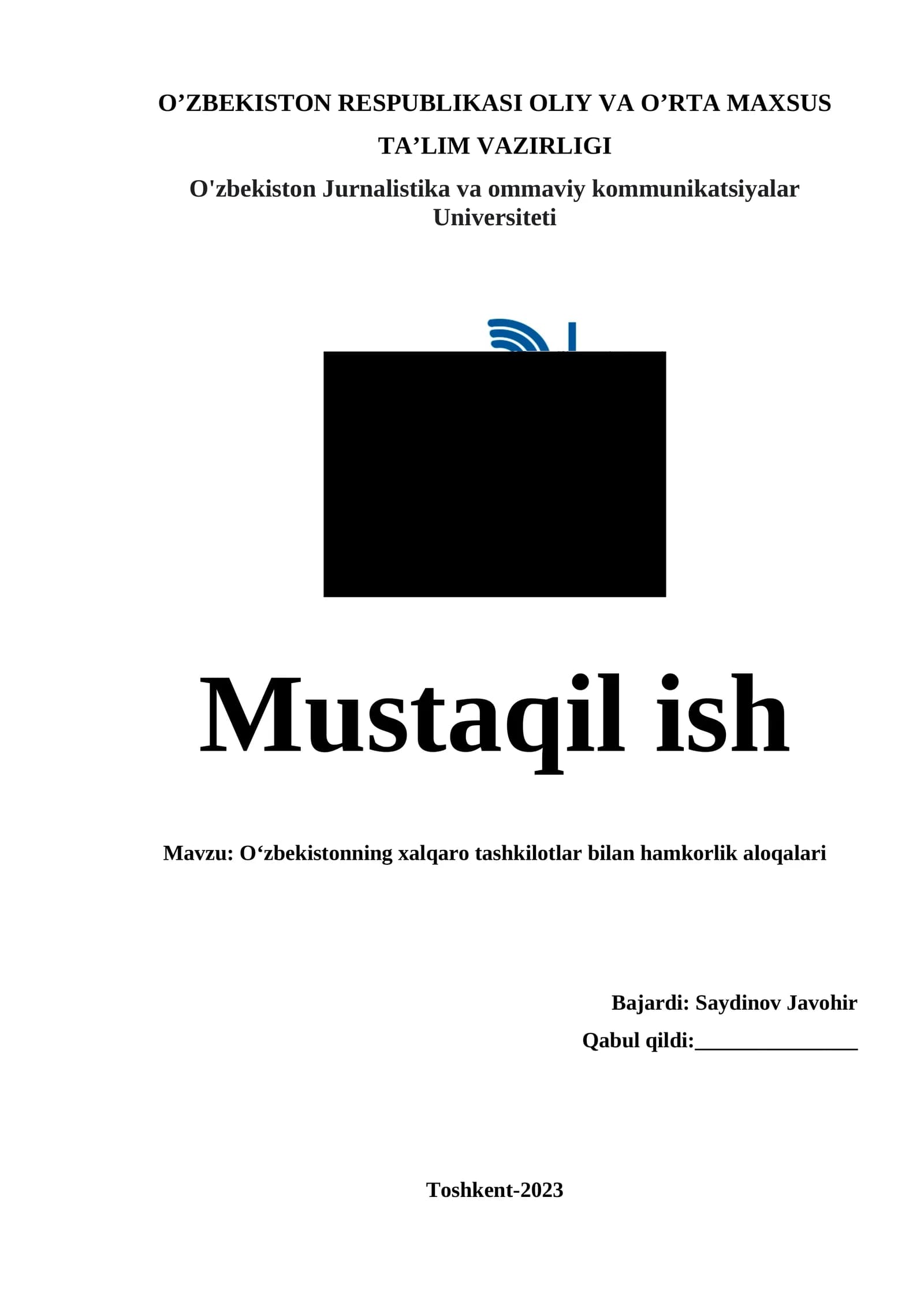O‘zbekistonning xalqaro tashkilotlar bilan hamkorlik aloqalari
