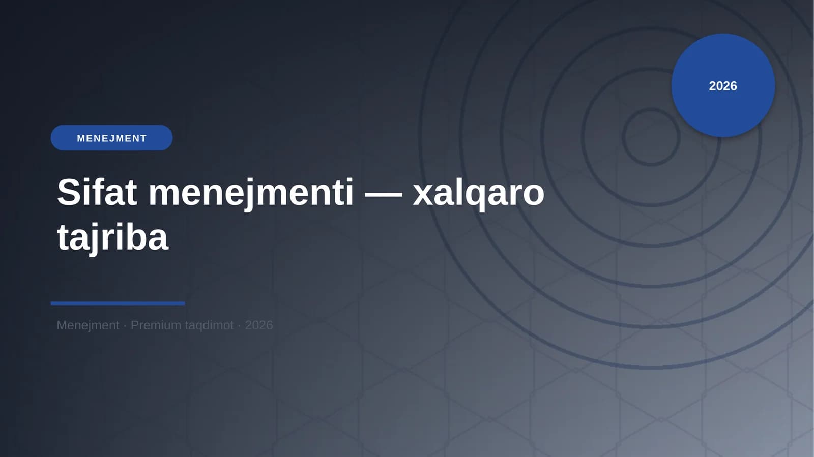 Sifat menejmenti — xalqaro tajriba