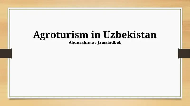 Agrotourism in Uzbekistan