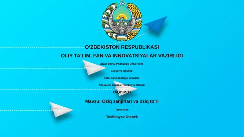 Oziq-ovqat zanjirlari va oziq to‘ri