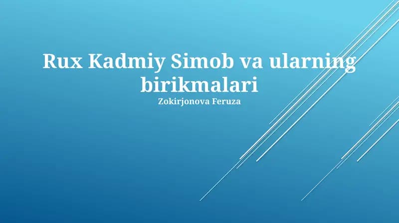 Kadmiy va Simob va Ularning Birikmalari