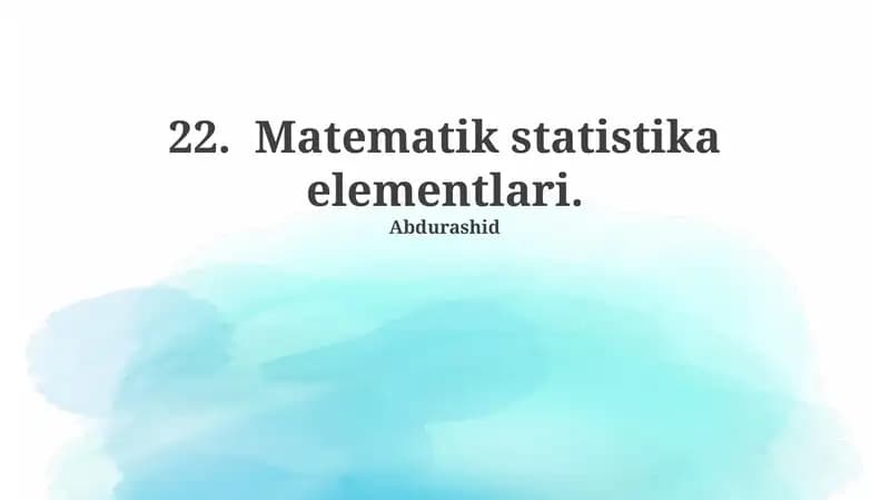 Matematik statistika elementlari