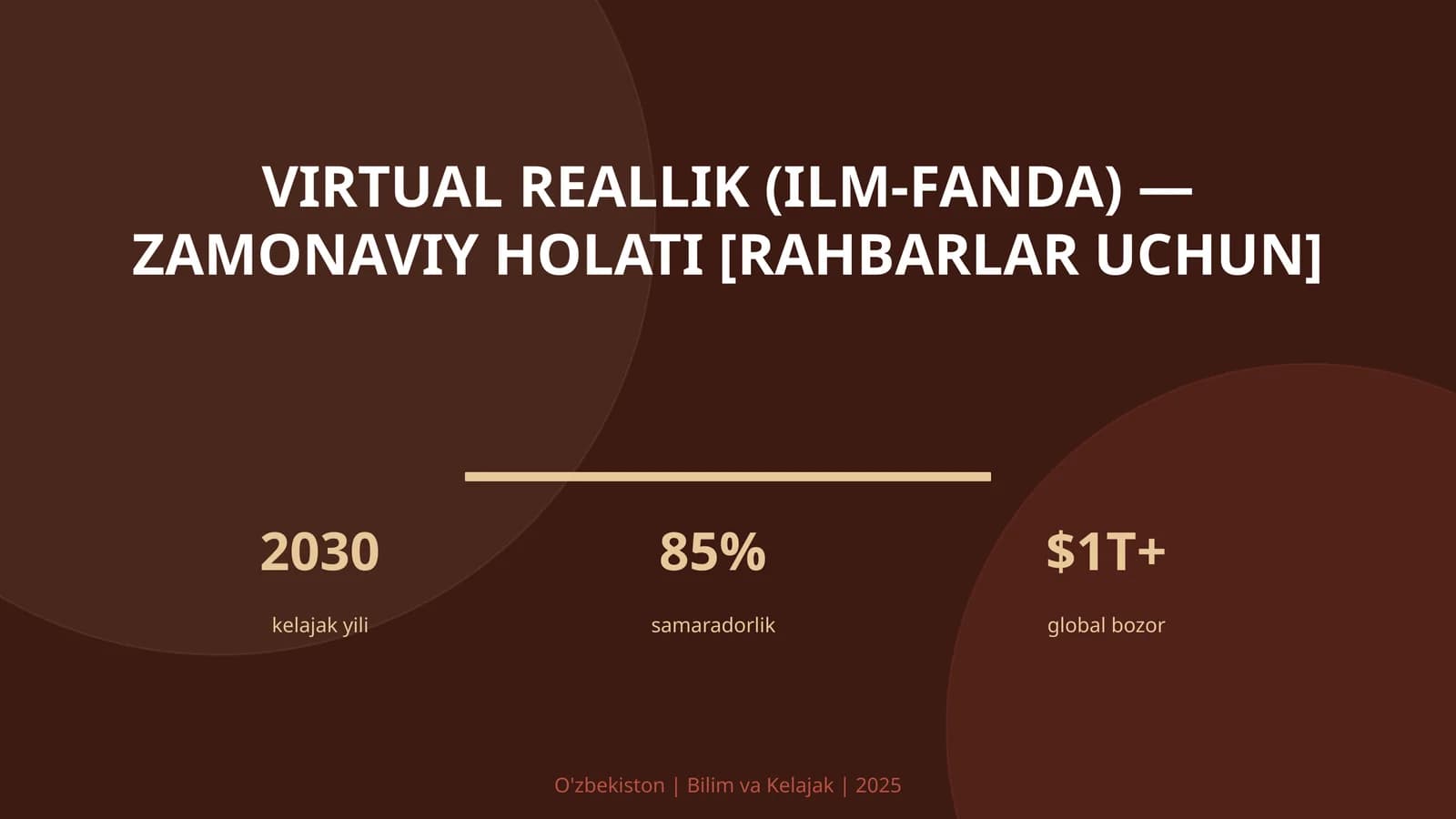 Virtual reallik (ilm-fanda) — zamonaviy holati [rahbarlar uchun]