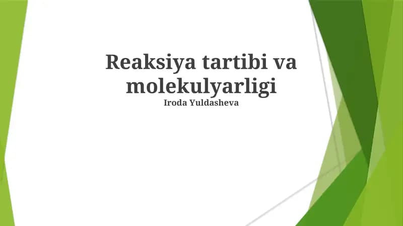 Reaksiya tartibi va molekulyarligi