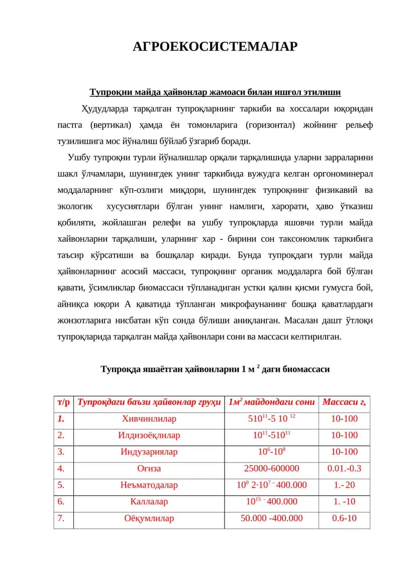 АГРОЕКОСИСТЕМАЛАР