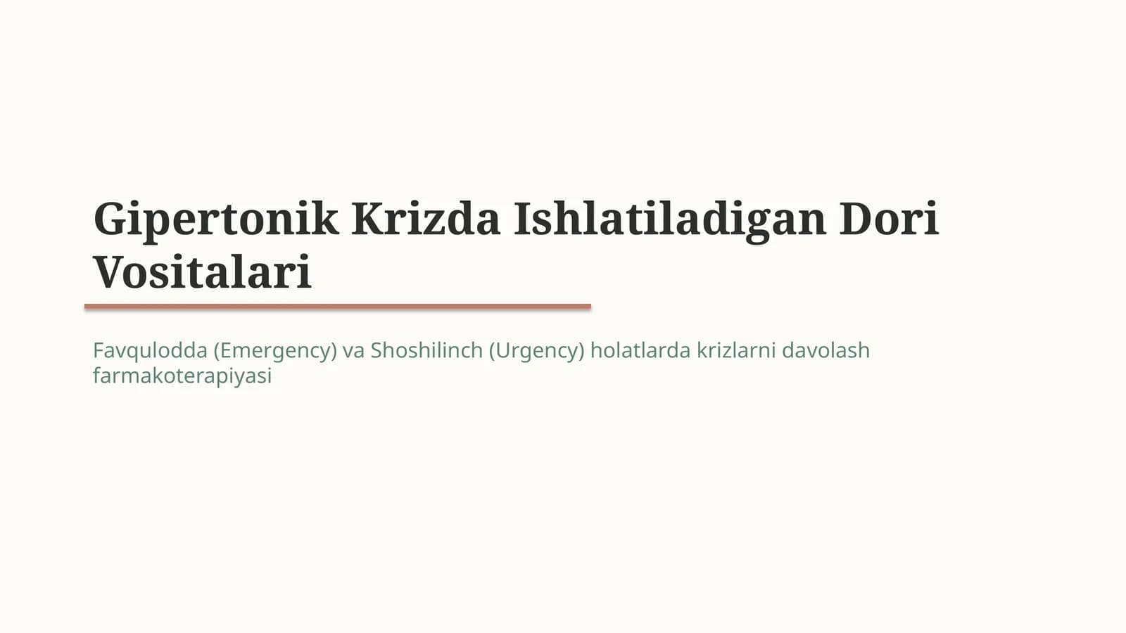 Gipertonik krizda qo‘llaniladigan dori vositalari | 15 slayd