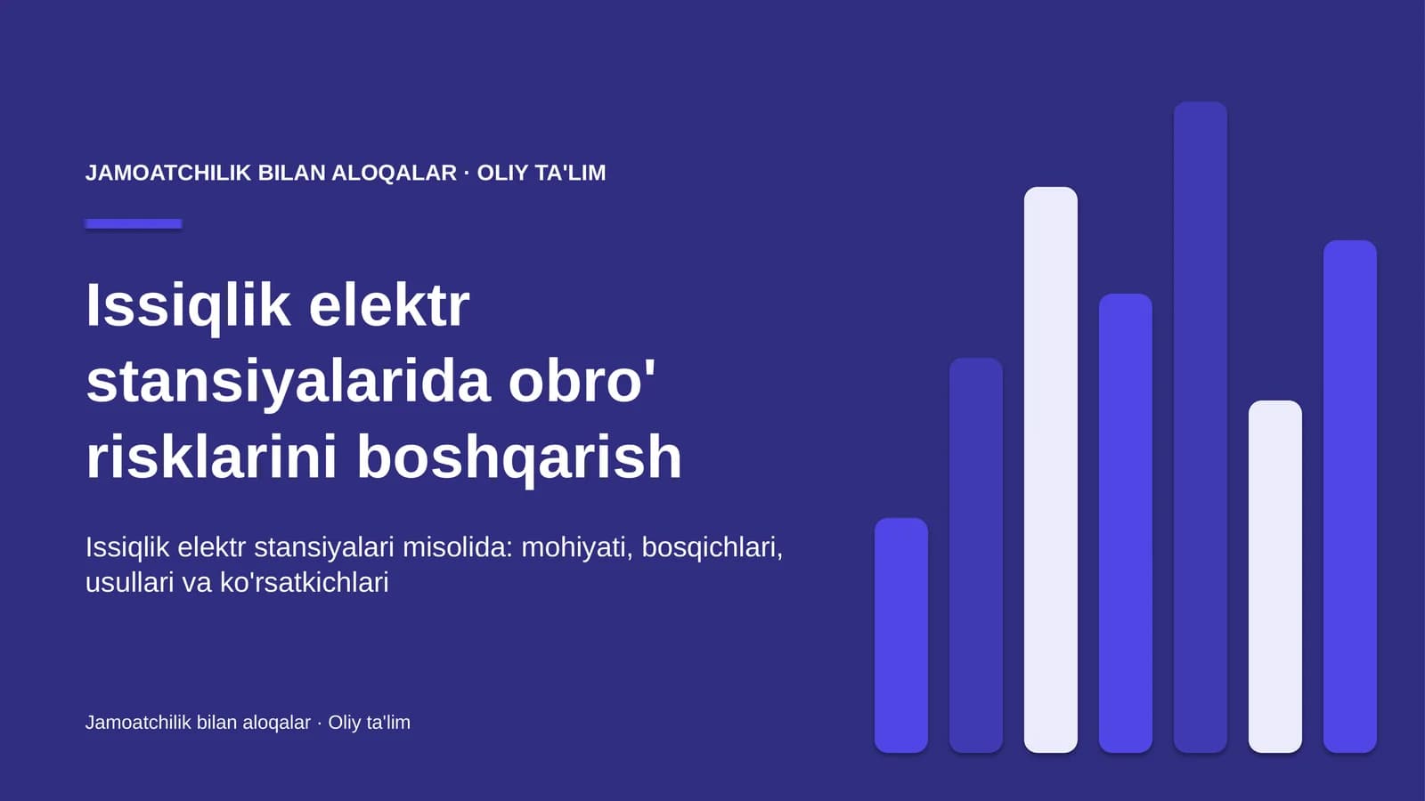 Issiqlik elektr stansiyalarida obro' risklarini boshqarish