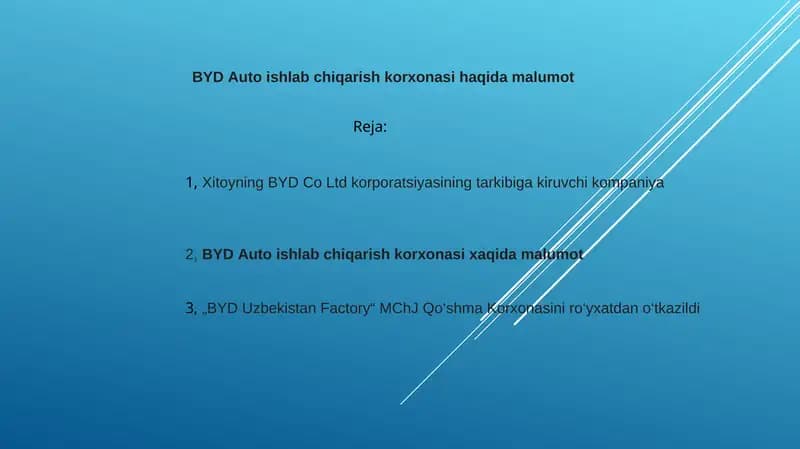 BYD Auto ishlab chiqarish korxonasi