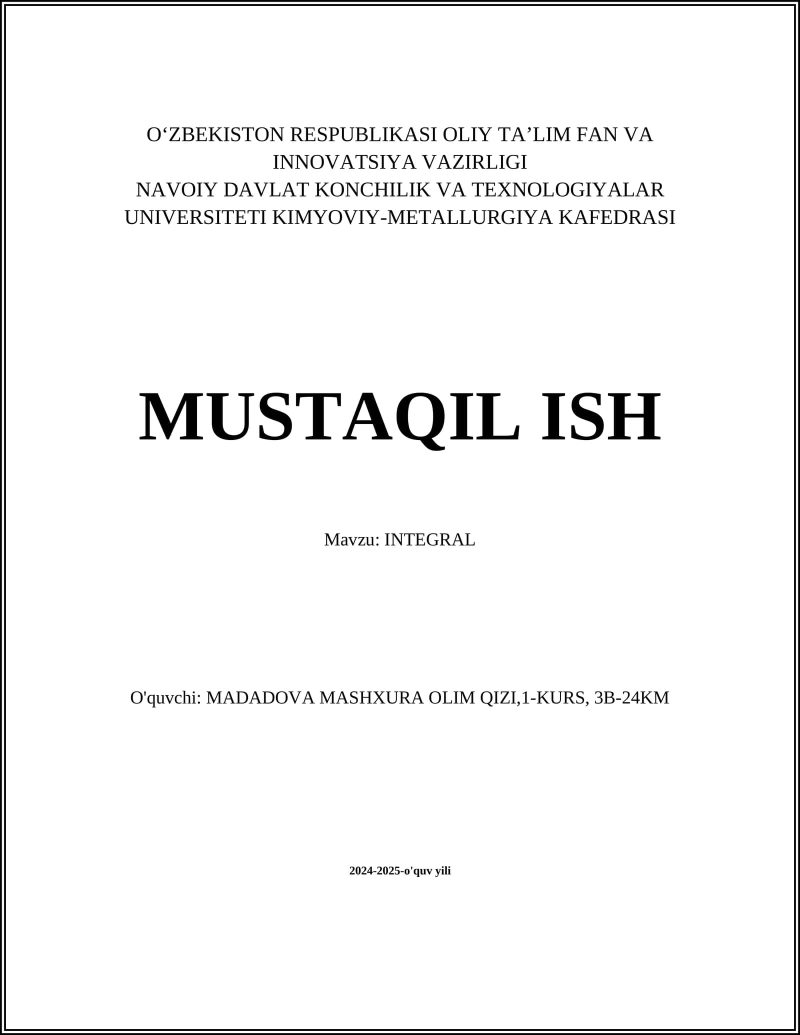 INTEGRAL