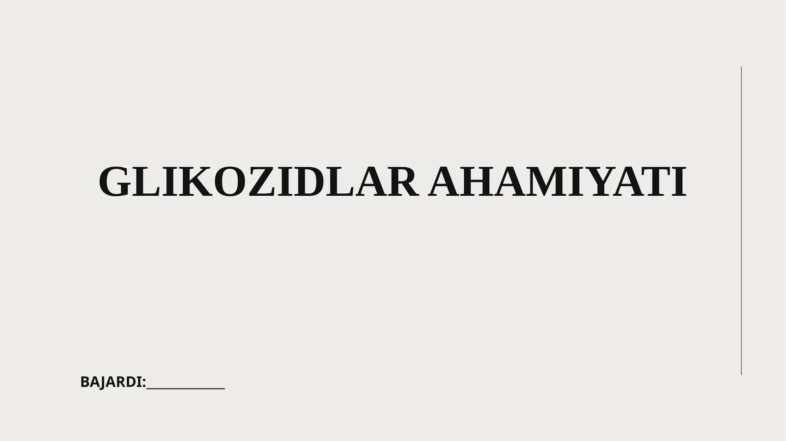 GLIKOZIDLAR AHAMIYATI