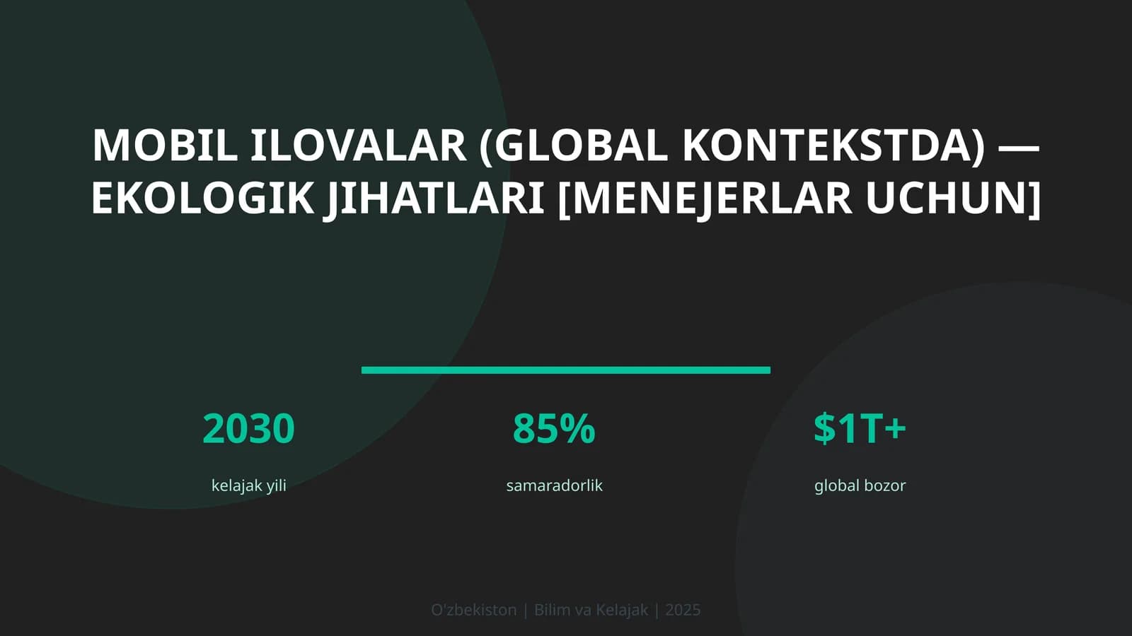MOBIL ILOVALAR (GLOBAL KONTEKSTDA) — EKOLOGIK JIHATLARI [MENEJERLAR UCHUN]