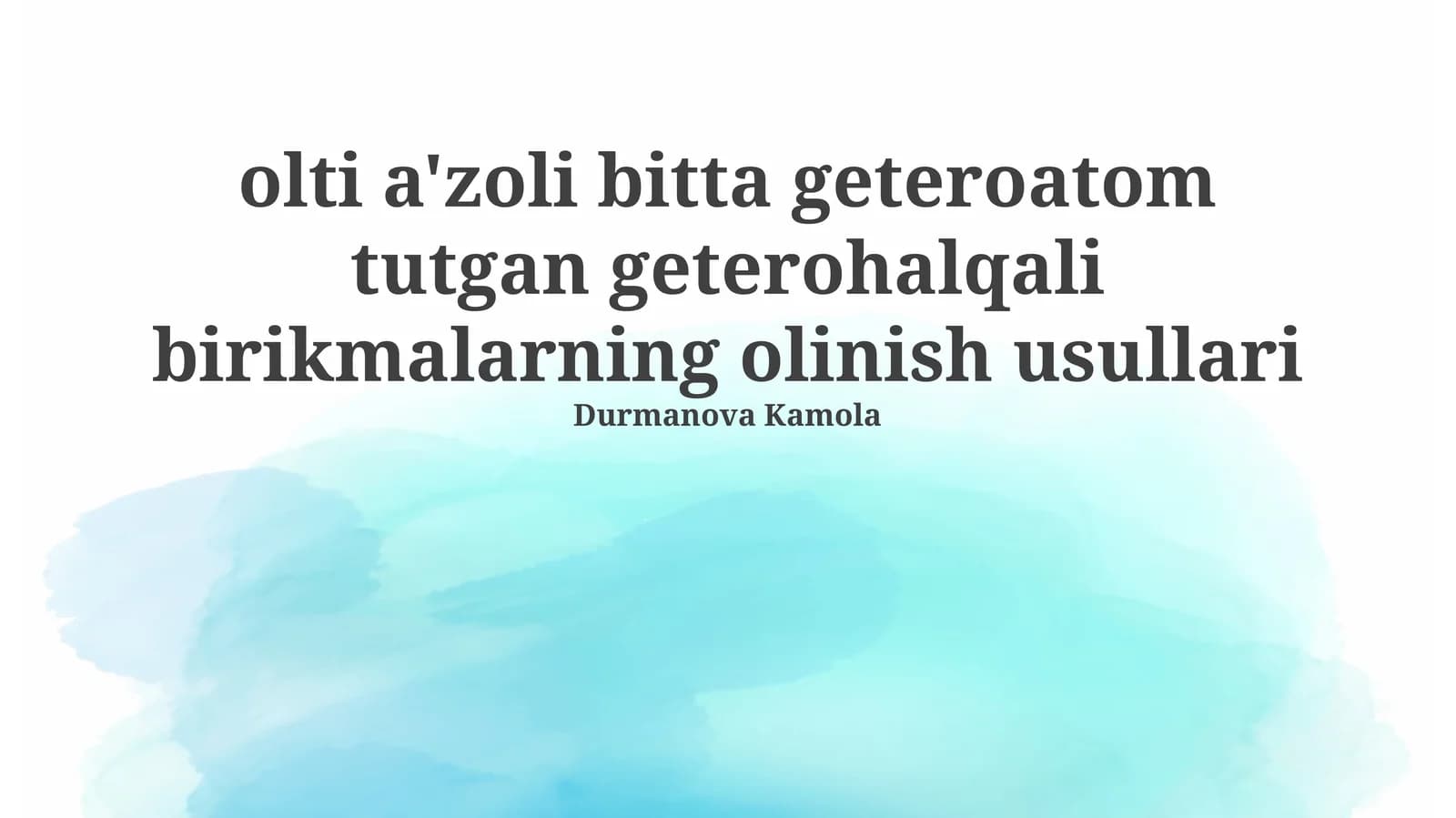 6-a'zoli geterotsikllarning ilk sintezi