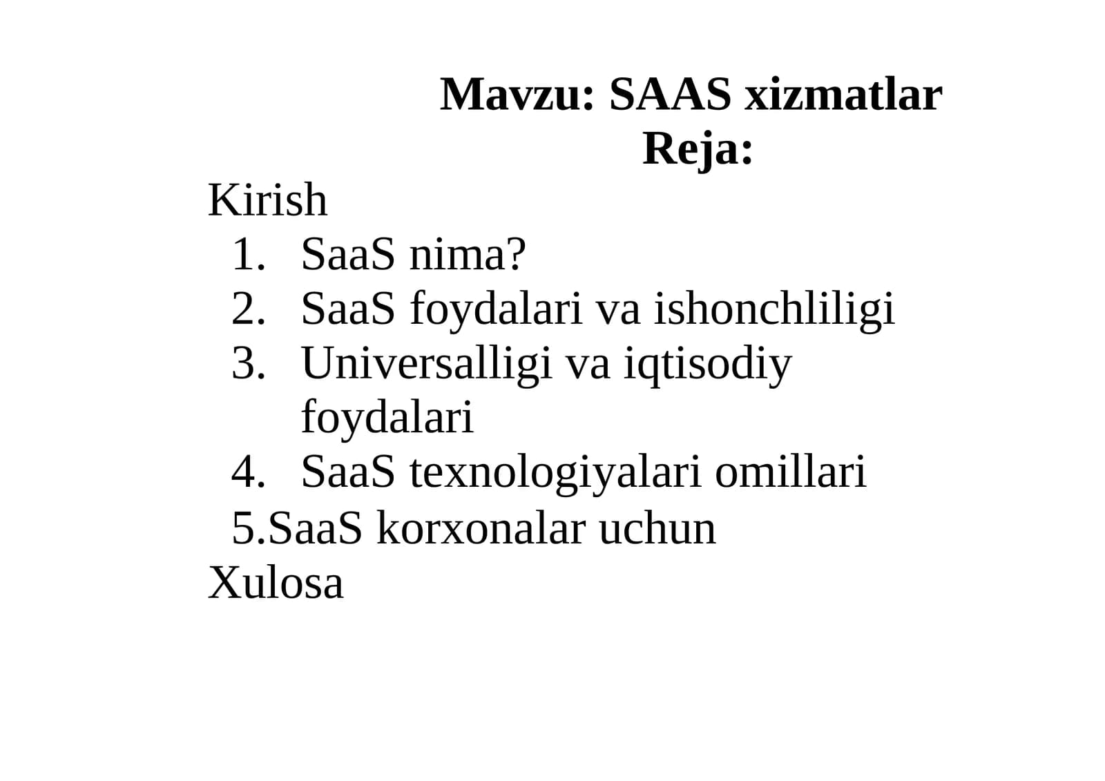 SAASxizmatlarReja