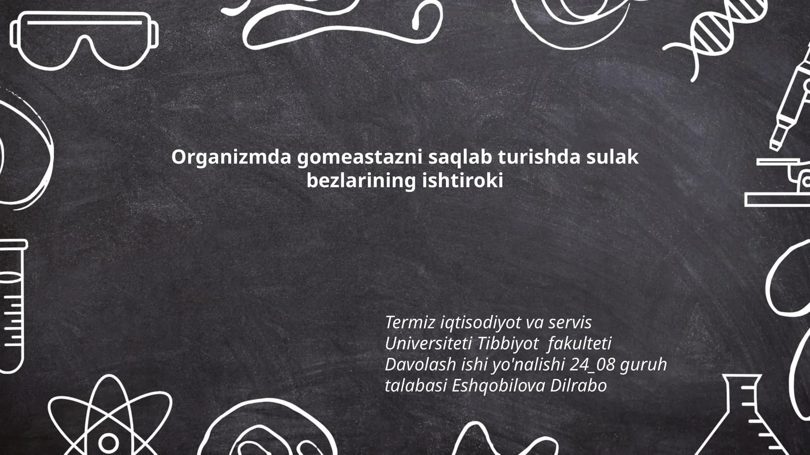 Organizmda gomeastazni saqlab turishda sulak bezlarining ishtiroki