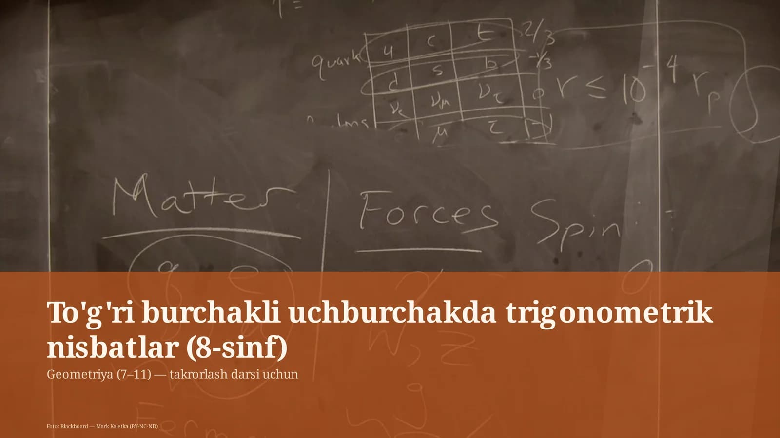 To'g'ri burchakli uchburchakda trigonometrik nisbatlar (8-sinf)