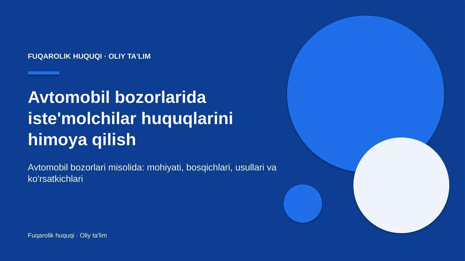 Avtomobil bozorlarida iste'molchilar huquqlarini himoya qilish