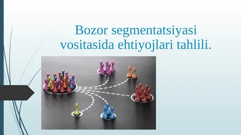 Bozor segmentatsiyasi vositasida ehtiyojlari tahlili