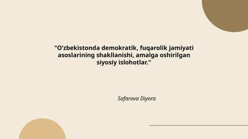 O'zbekistonda demokratiya va fuqarolik