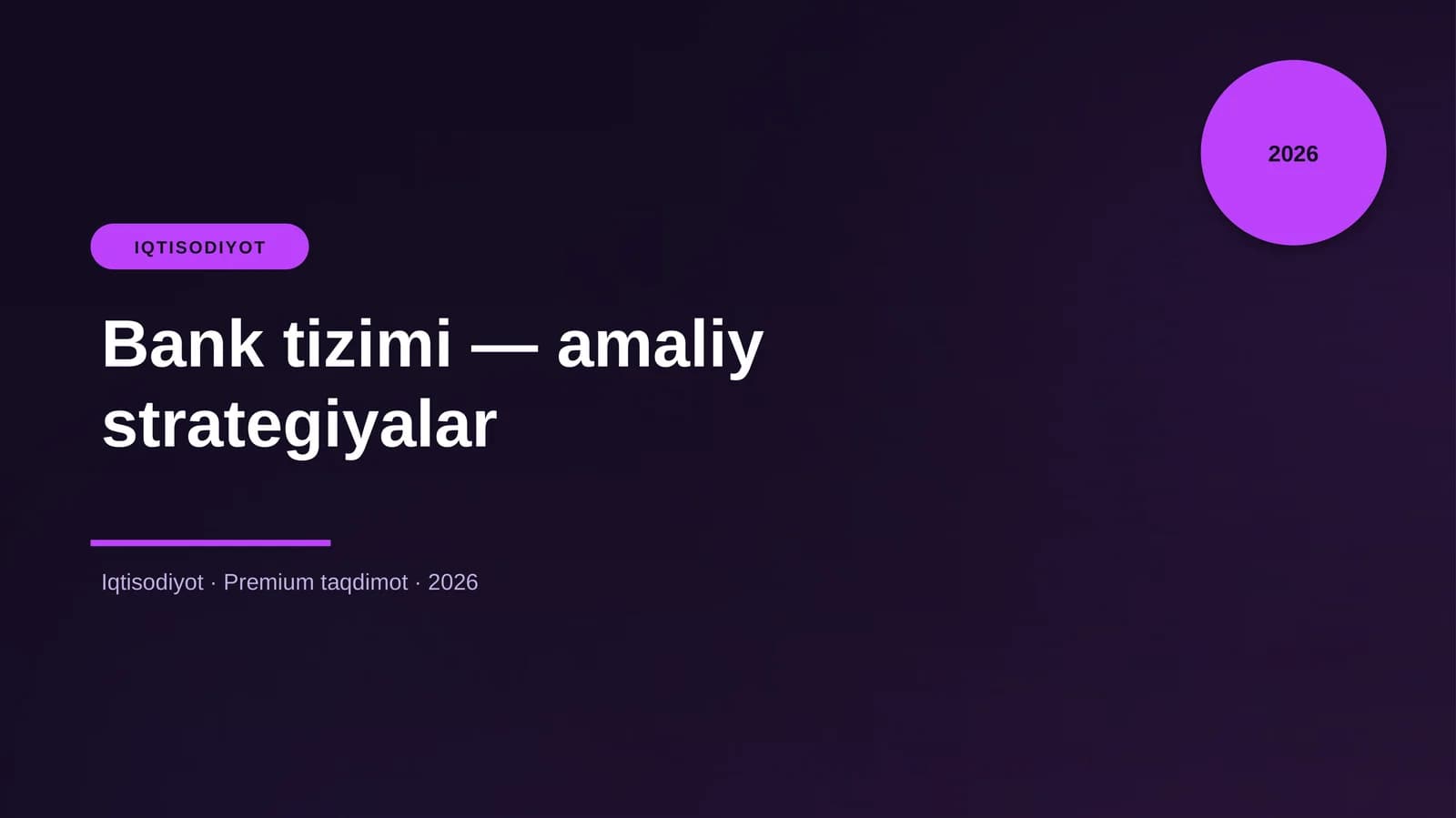 Bank tizimi — amaliy strategiyalar