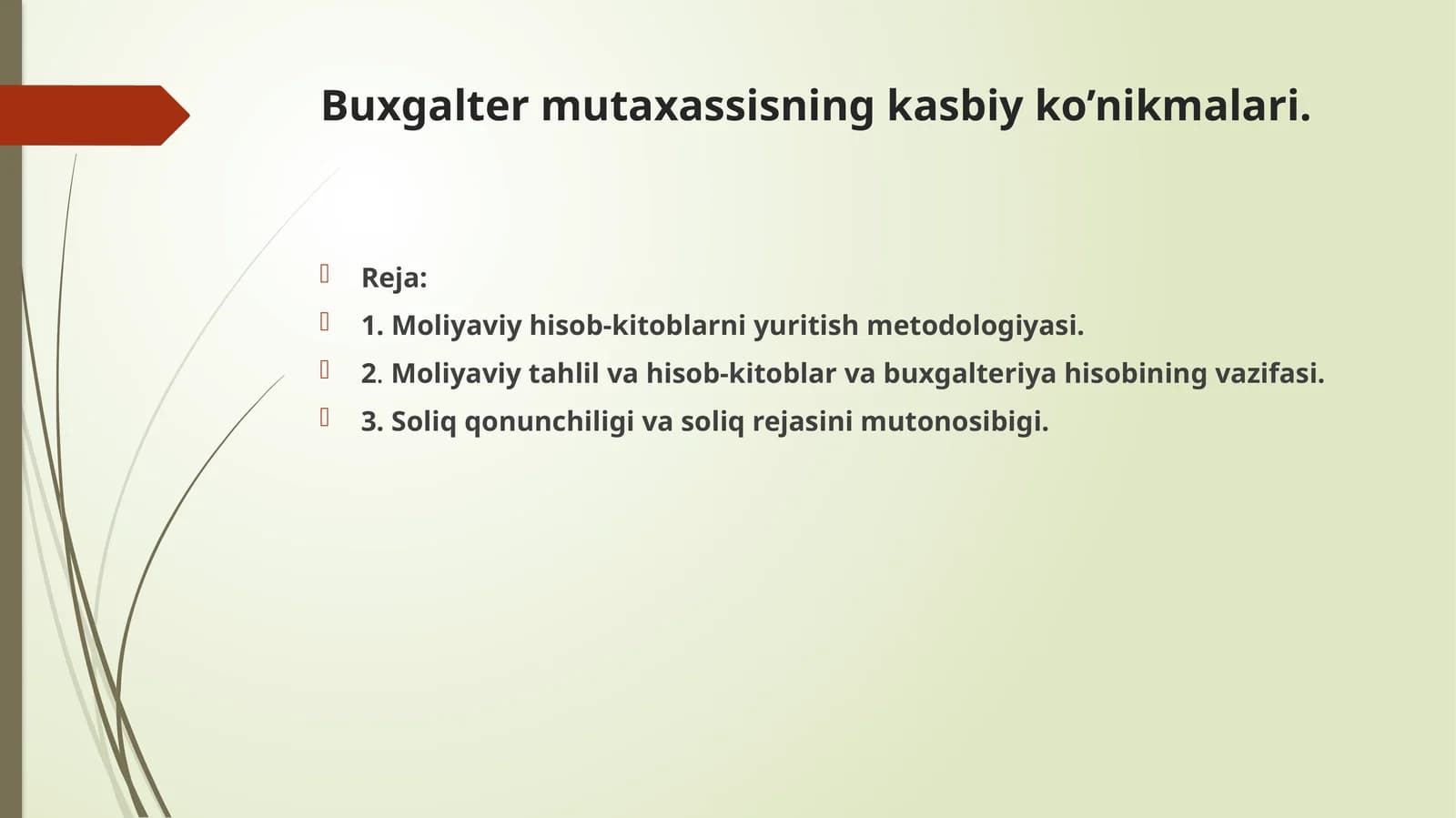 Buxgalter mutaxassisning kasbiy ko’nikmalari