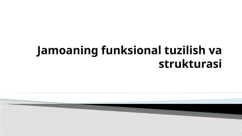 Jamoaning funksional tuzilish va strukturasi