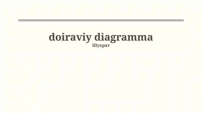Doiraviy Diagrammalarning Turlari va Qo'llanilishi