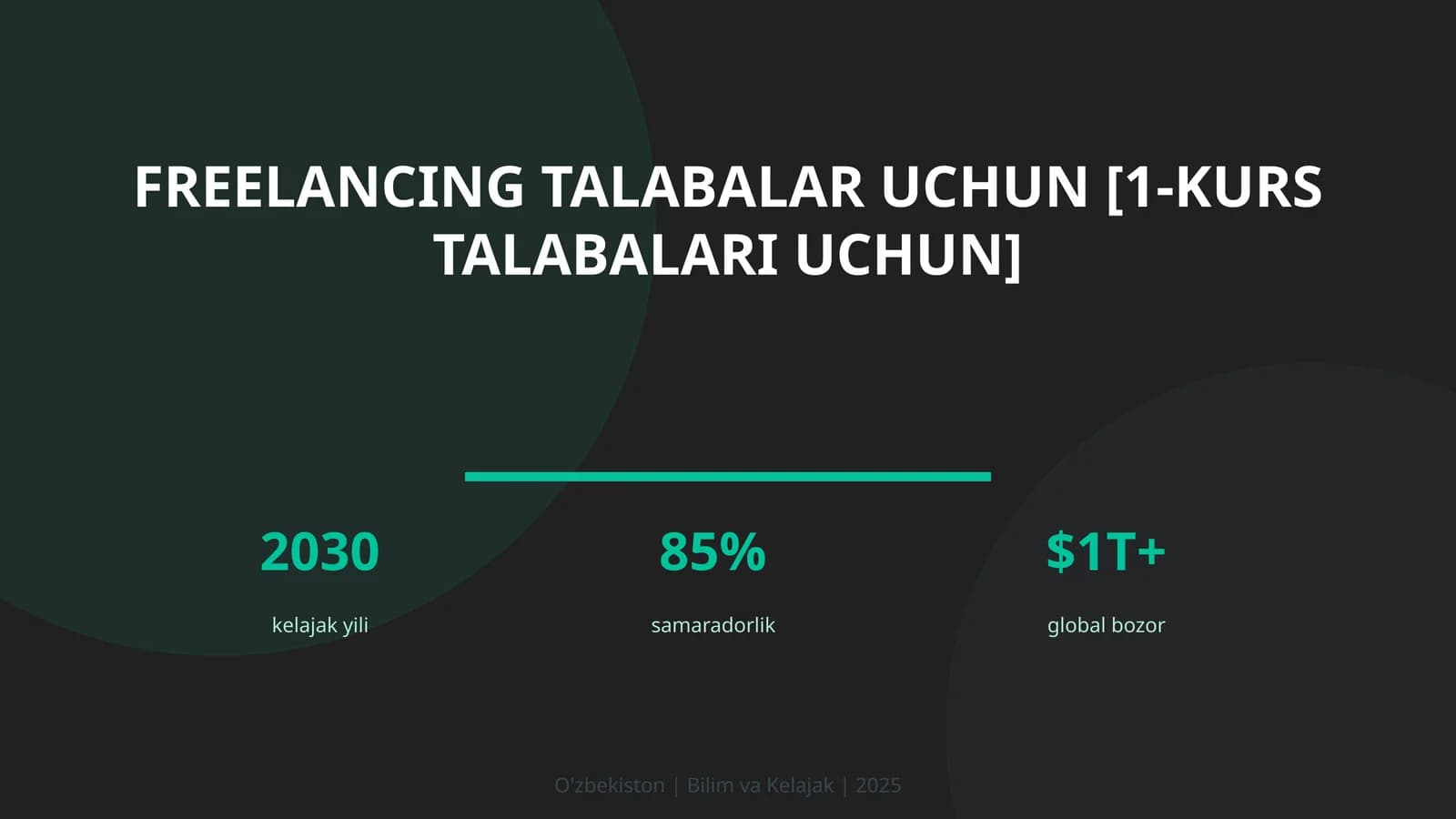 FREELANCING TALABALAR UCHUN [1-KURS TALABALARI UCHUN]