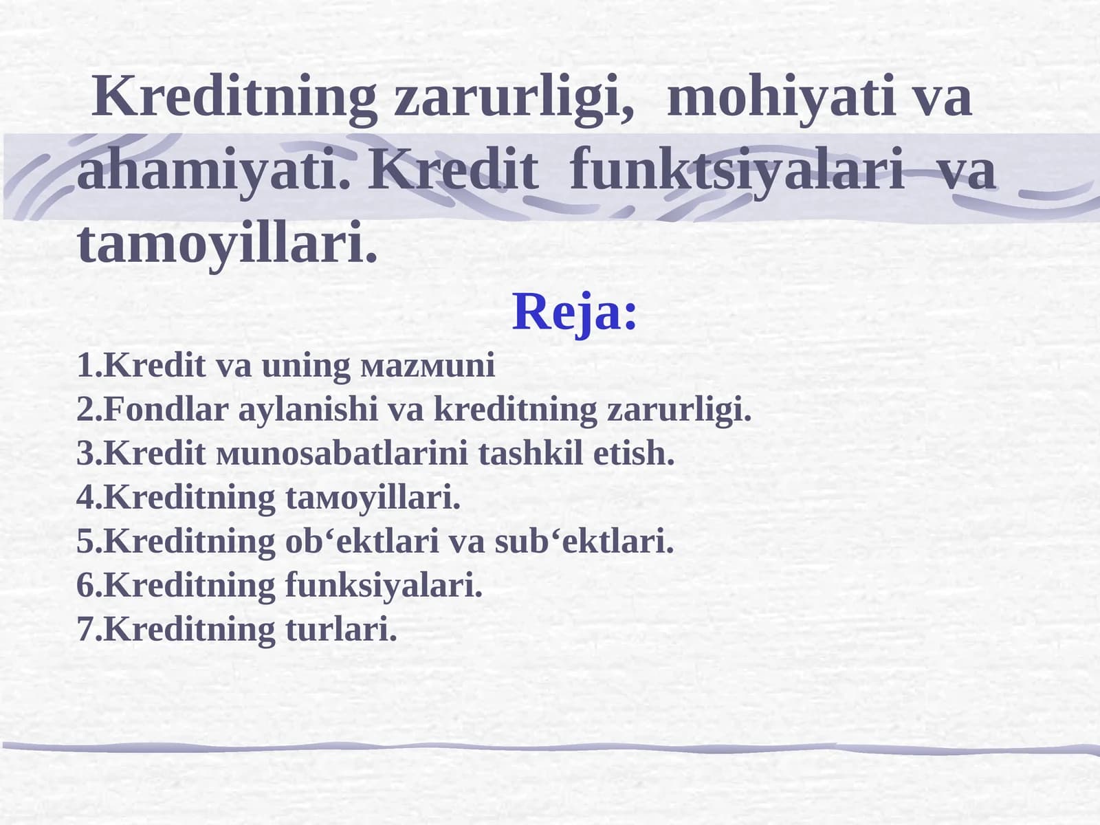 Kredit va uning мazмuni