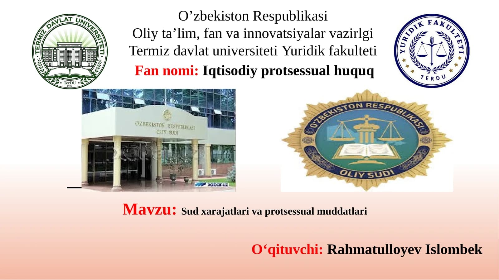Sud xarajatlari va protsessual muddatlari