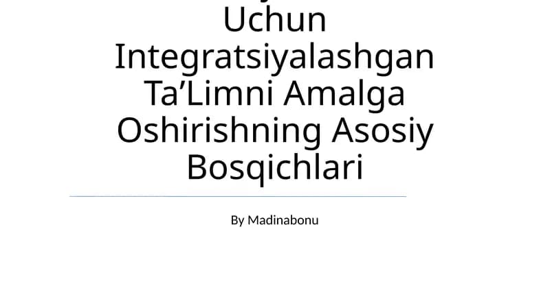 UmumtaʼLim Tashkilotlarida Alohida Ýordamga Muhtoj Bolalar Uchun Integratsiyalashgan TaʼLim