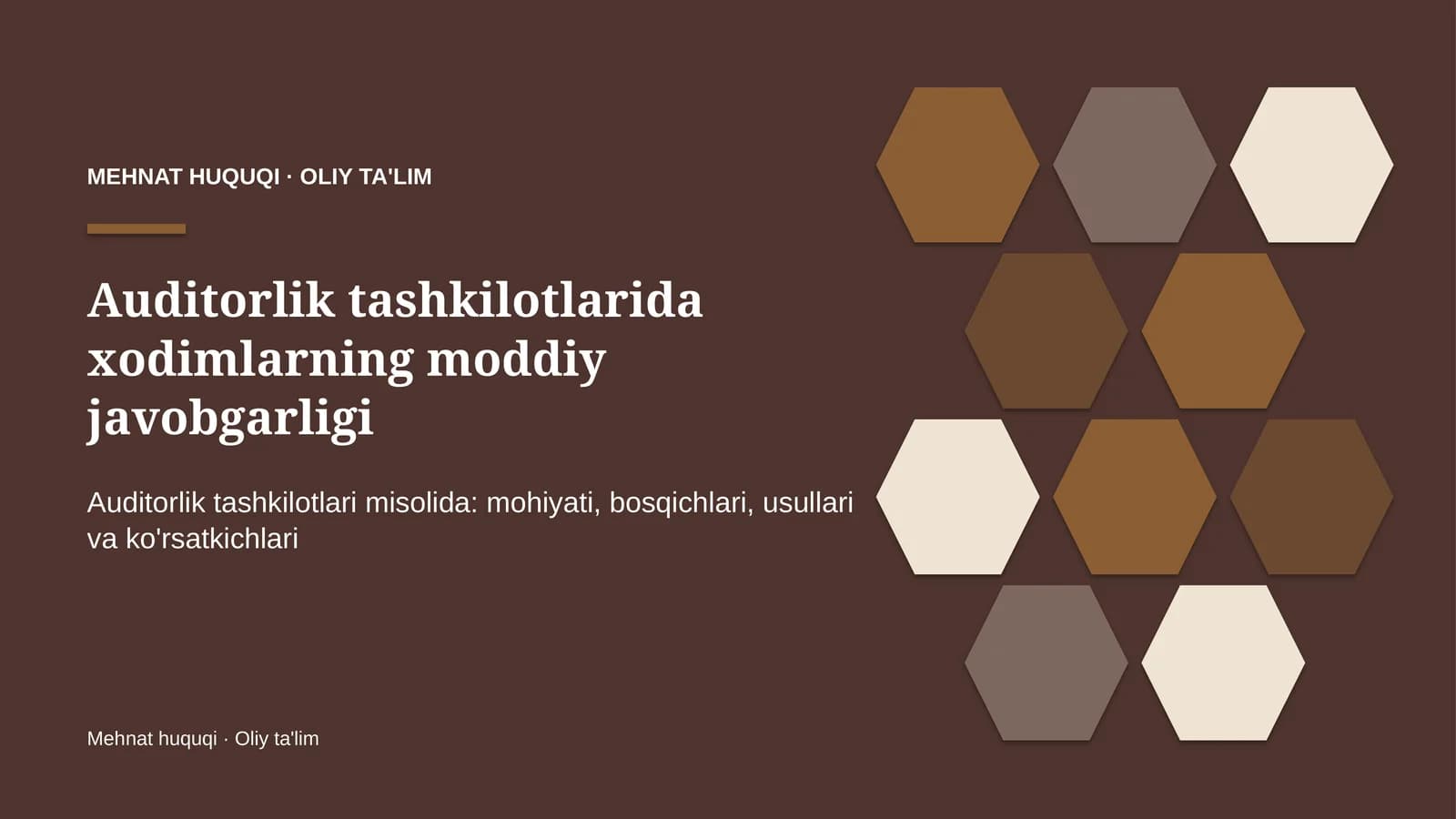 Auditorlik tashkilotlarida xodimlarning moddiy javobgarligi