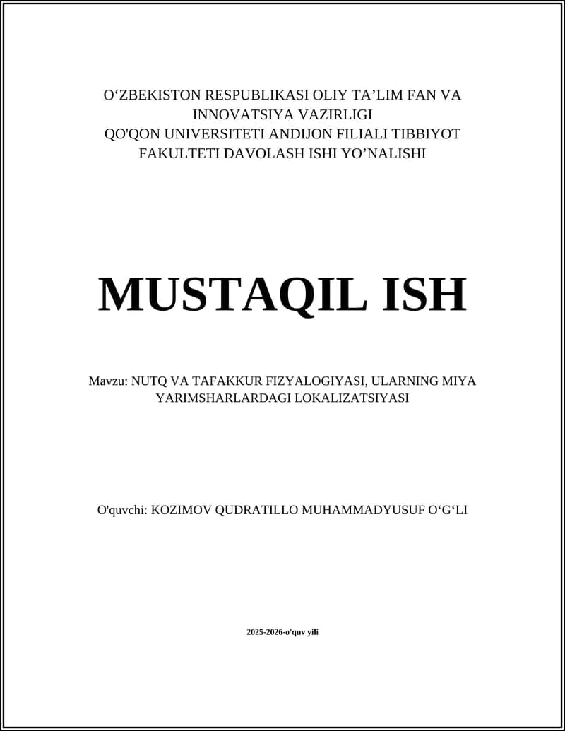 Nutq va tafakkur fiziologiyasi