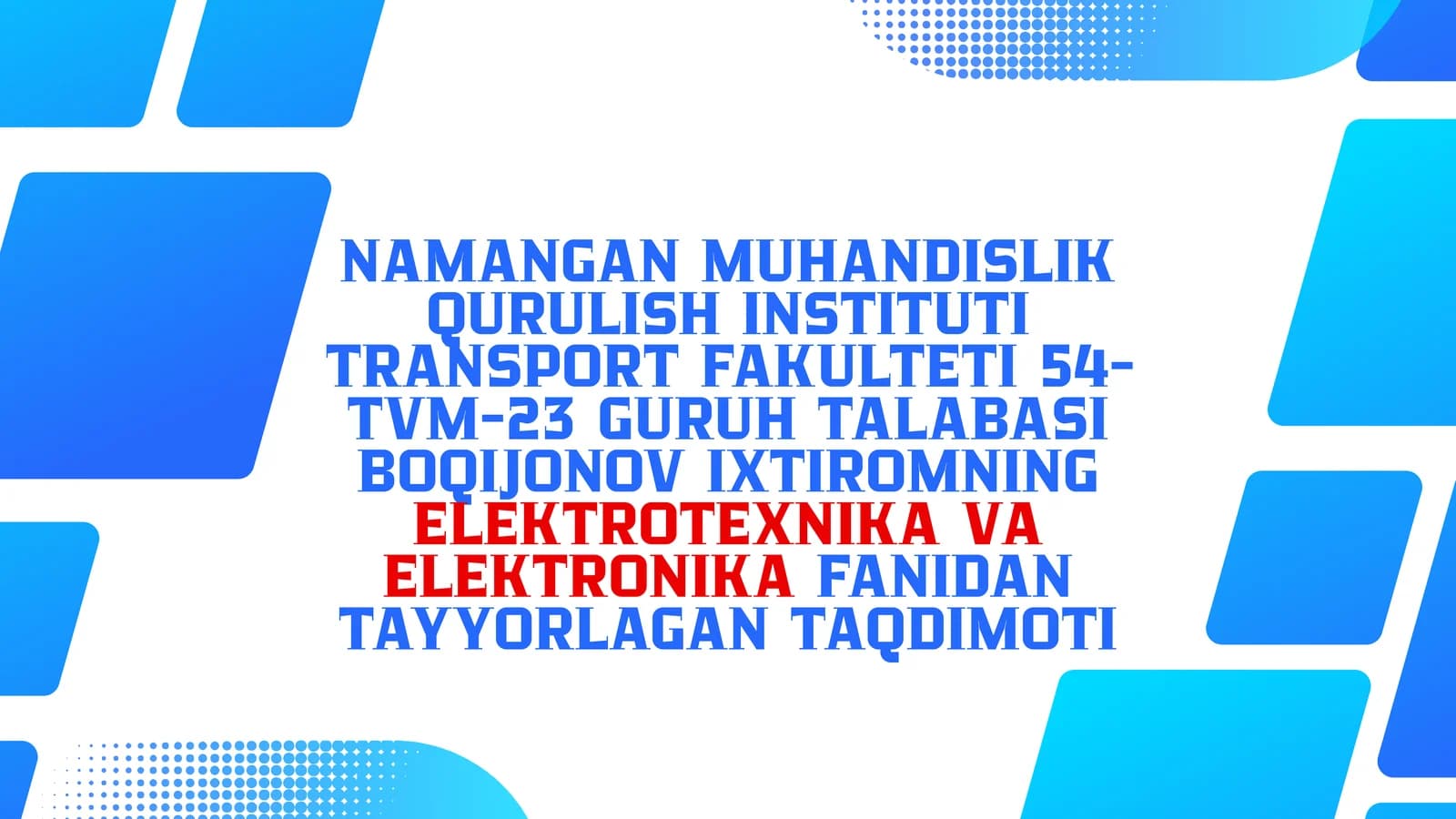 O’ZGARMAS TOK ELEKTR GENARATORLARI