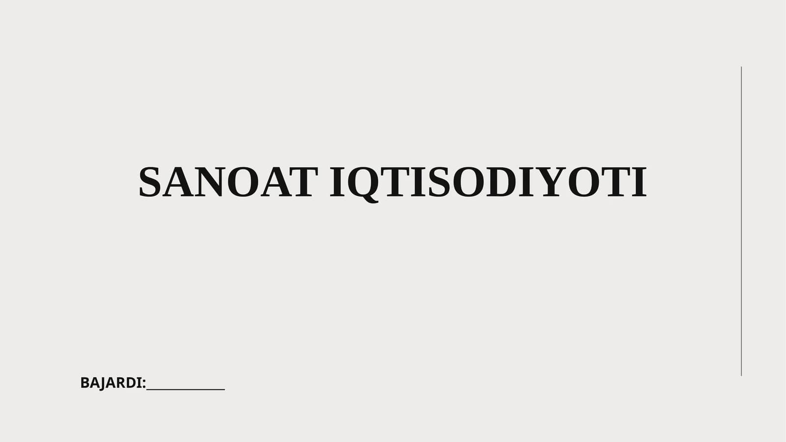 Sanoat Iqtisodiyoti