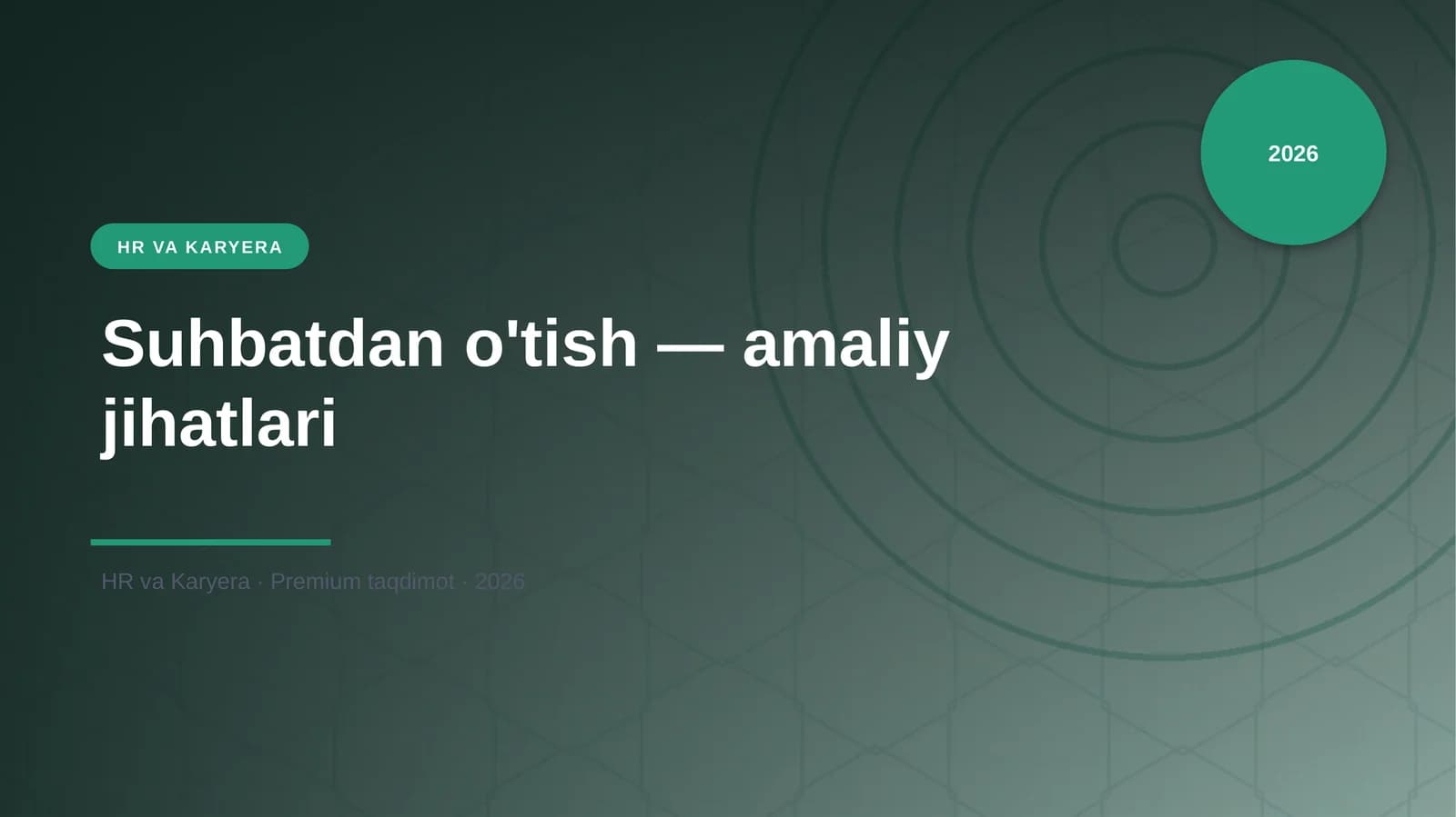 Suhbatdan o'tish — amaliy jihatlari