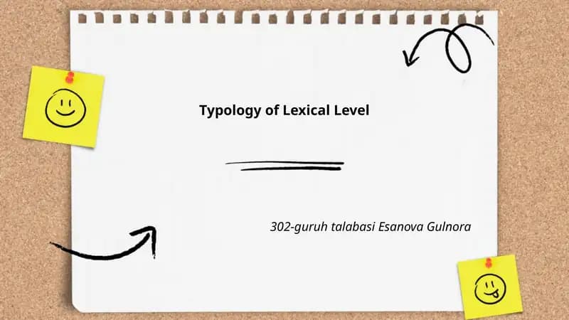 Typology of Lexical Level